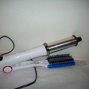 Instyle Original Three Heating Set Rotating Hot Curling Iron White/Blue 1 1/4